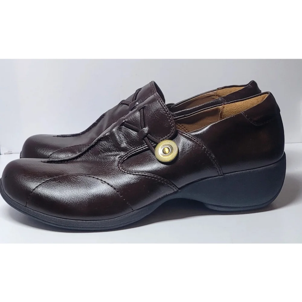 NATURALIZER Jance Womens Shoes Size 9M Brown Leather Wedge Neutral Comfy Office